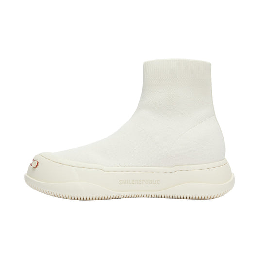 White Weaving Calf Socks Shoes Boots